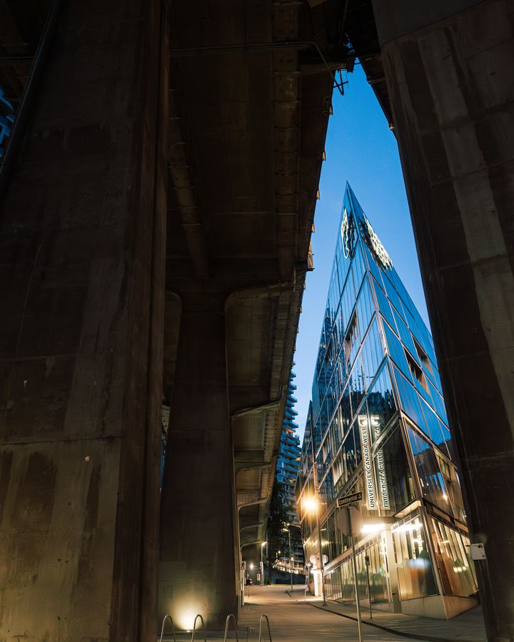 Looking up between towers