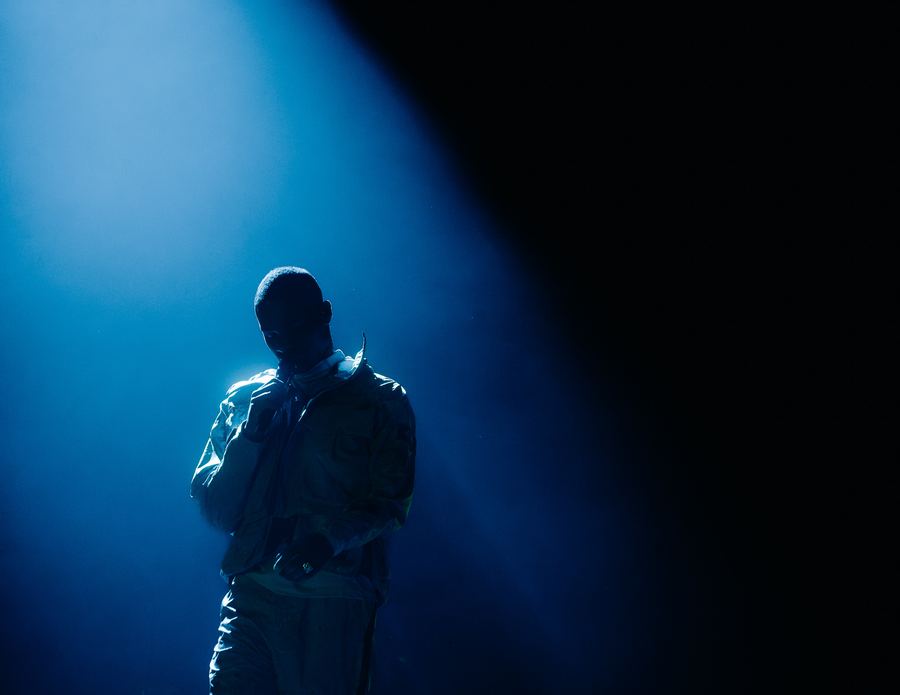 Silhouette in blue light