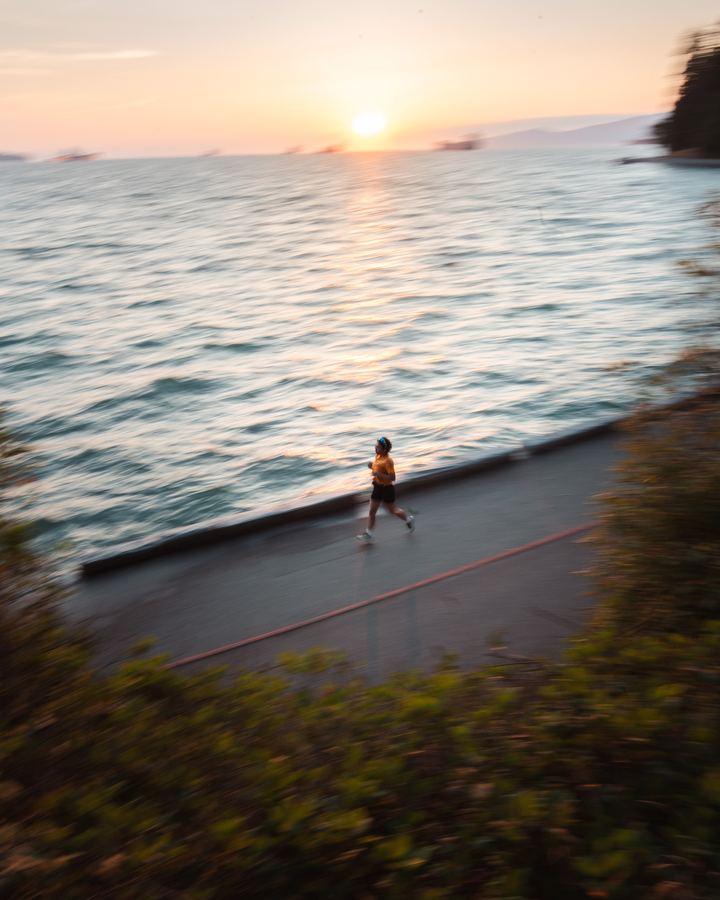 Skating the seawall at sunset